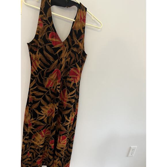 Jessica Howard Vtg Womens 10 Halter Long Dress Sheath Black Floral Party Resort - Picture 1 of 9